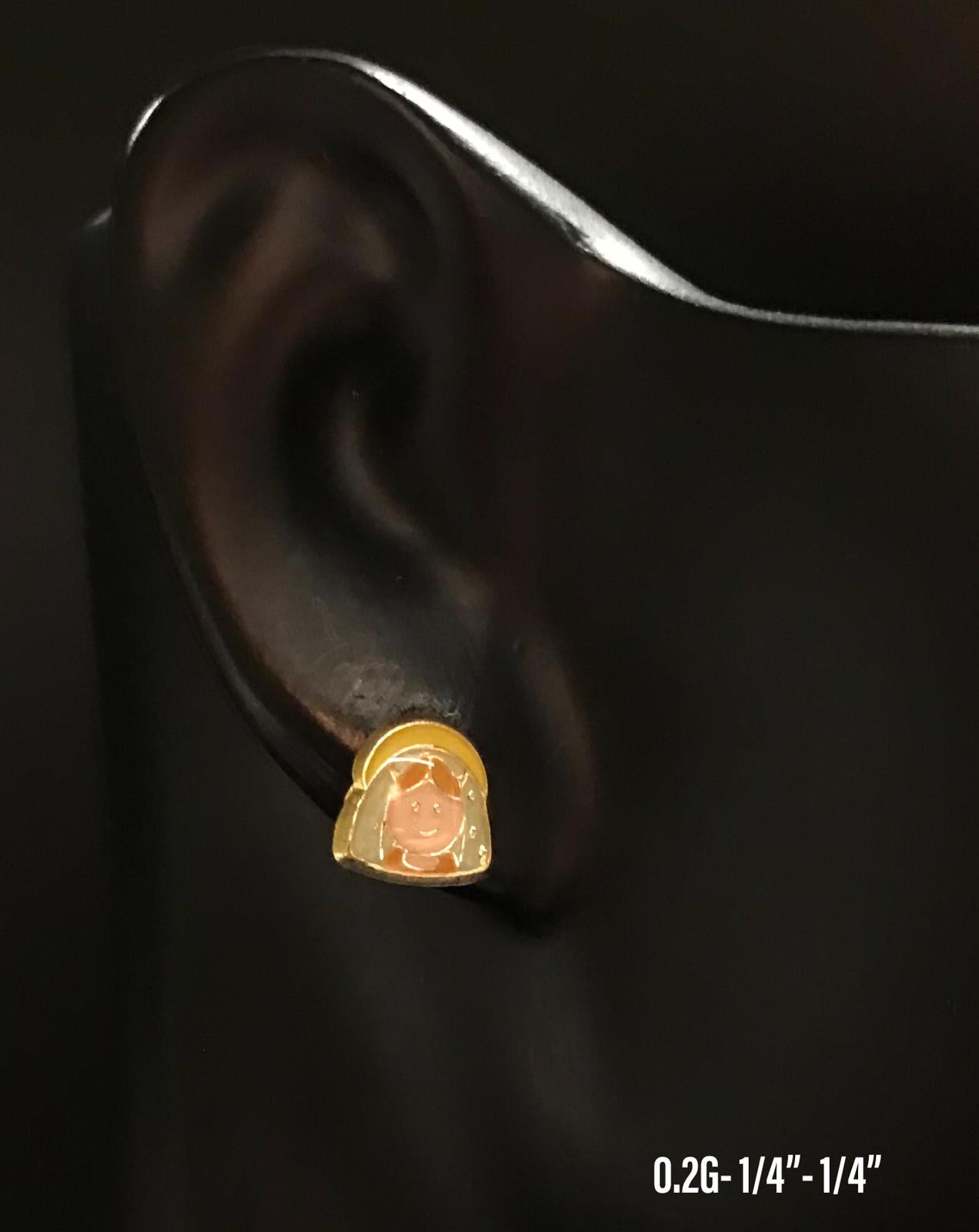 Virgin Mary stud earrings 10K solid gold