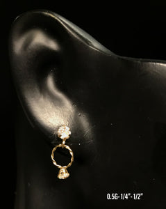 Double White Stone Earrings 10K solid gold