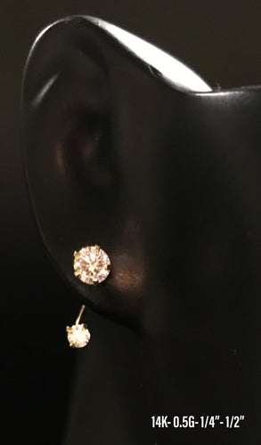 Double White Stone Earring 14K solid gold