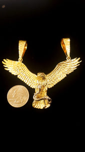 14K Solid Gold Eagle With Snake Pendant