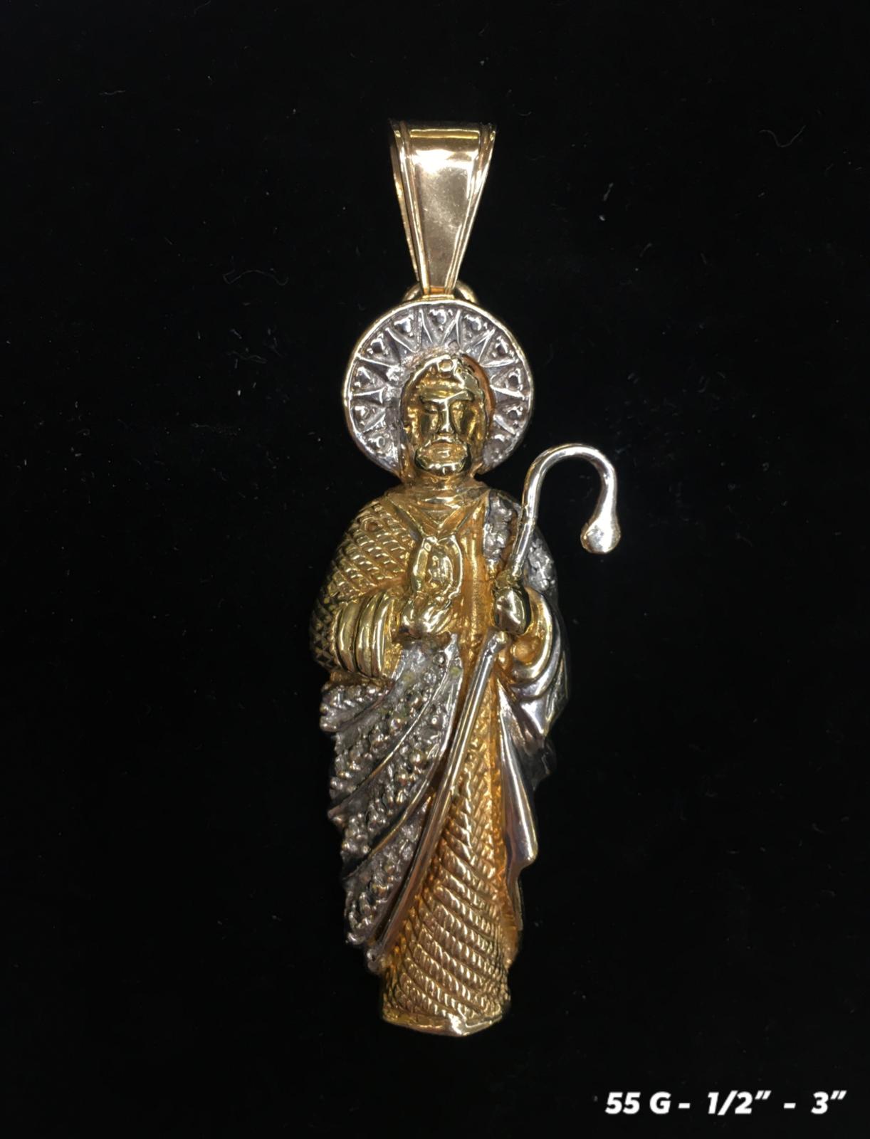 Saint Jude with stones pendant 10k solid gold