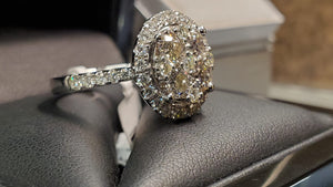 2.01Ct 14K White Gold Diamond Cluster Engagement Ring