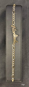 10k Solid Gold Cursive Name Bracelet In Figaro Link