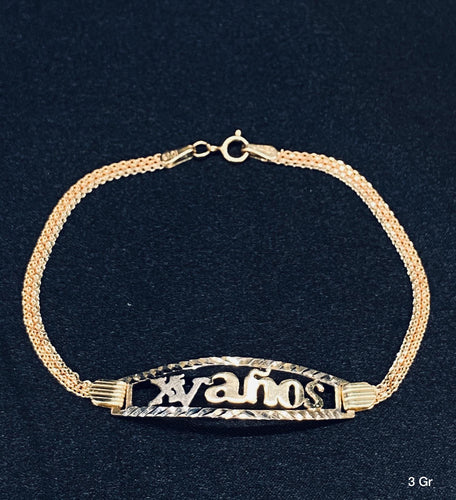 10k Gold Quinceanera Women's 3 Strand Link Tri-color Bracelet