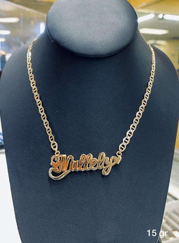 10K Gold Personalized Double Dimension Name Necklace