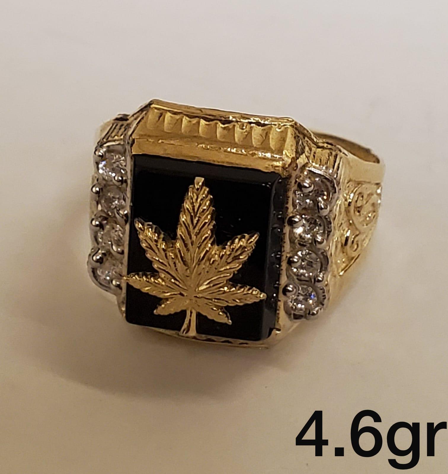 Marijuana Leaf 10K Gold Ring