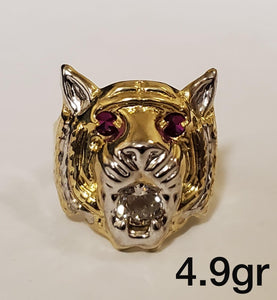 10k Gold Tiger Head Ring