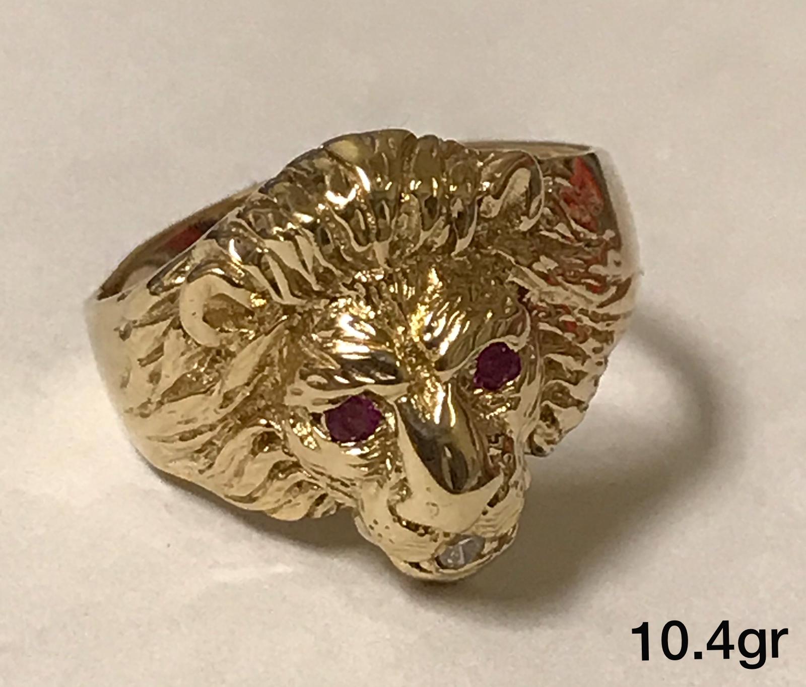 Lion Head Ring 10K Gold