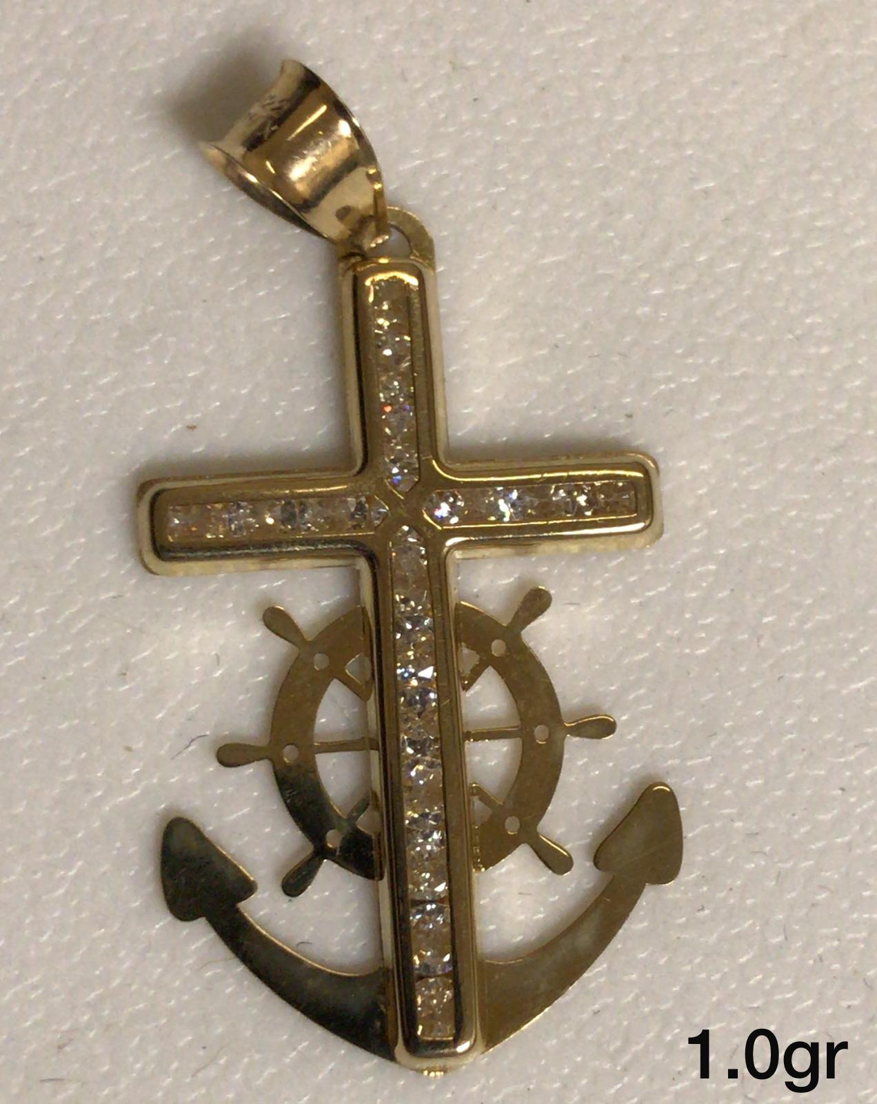 10K Gold Anchor Cross Pendant