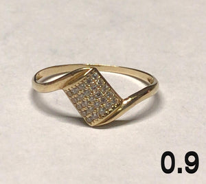 10K Gold Diamond Titled Square Ring