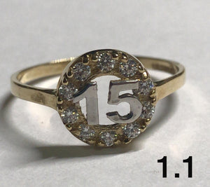 10K Gold "15" Ring