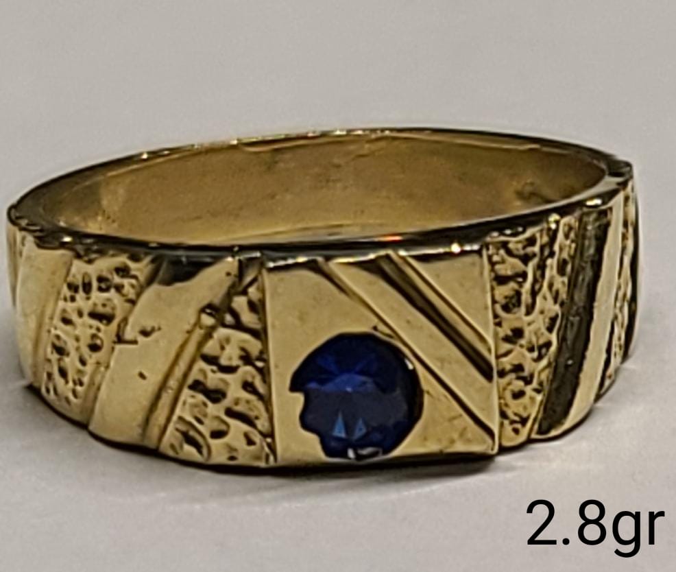 10K Gold Mens Blue Stone Ring
