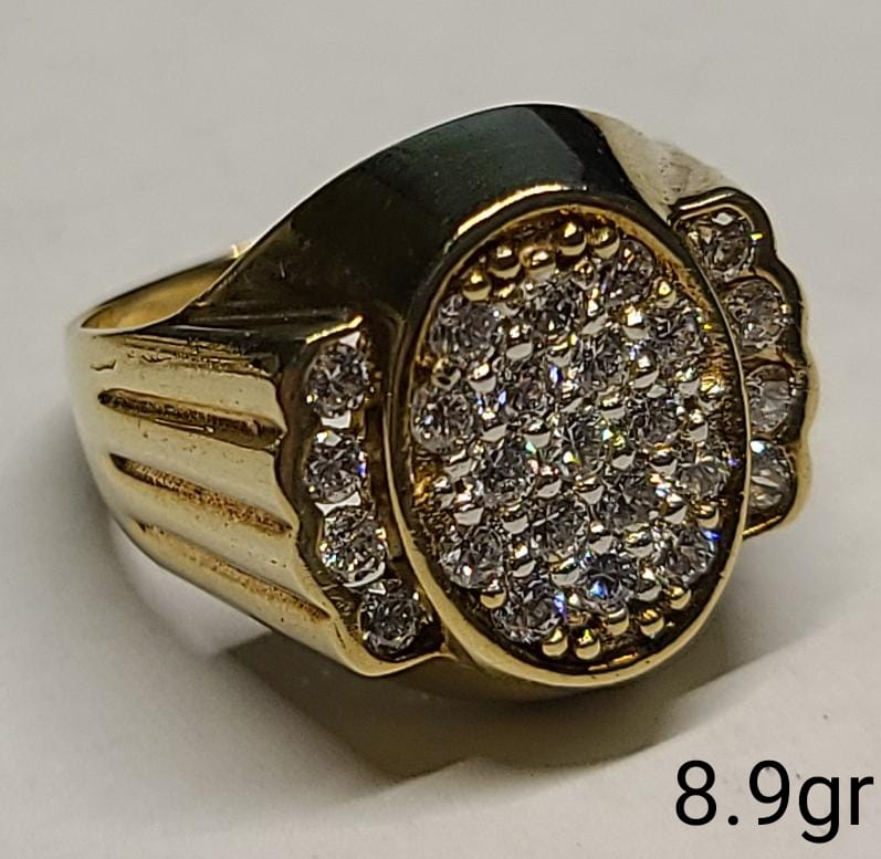 10K Gold Mens ICED Oval Ring