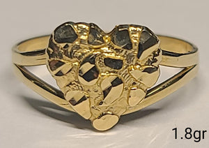 10K Gold Textured Heart Ring