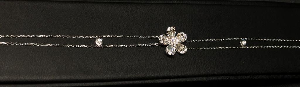14K White Gold .265ct Flower Diamond Bracelet