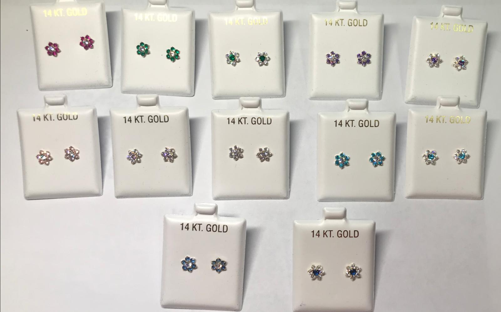 14K Gold Color Flower Earrings