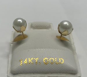 14K Gold Pearl Stud Earrings