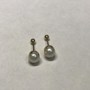 14K Gold Pearl Stud Earrings