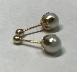 14K Gold Pearl Stud Earrings