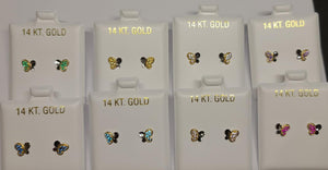 14K Gold Colored Butterfly Stud Earrings