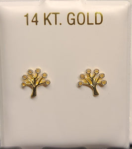 14K Gold Tree Of Life Stud Earrings