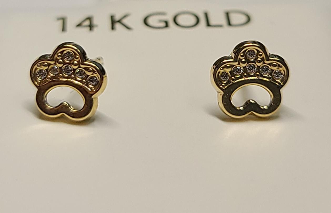 14K Gold Paw Stud Earrings