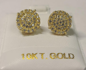 10K Gold CZ Cluster Stud Earrings
