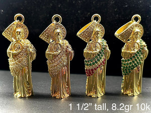 3D San Judas pendant with cz's