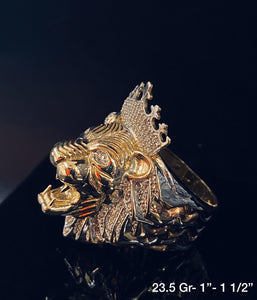 Lion Ring with Cz stones 10k solid gold