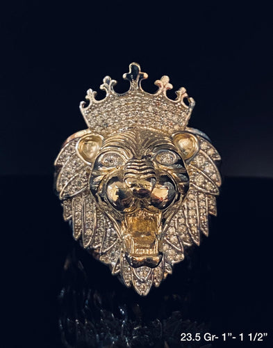 Lion Ring with Cz stones 10k solid gold