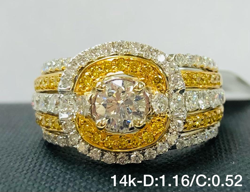 1.68Ct Round Cut Two-Tone 14K Gold Halo Diamond Ring