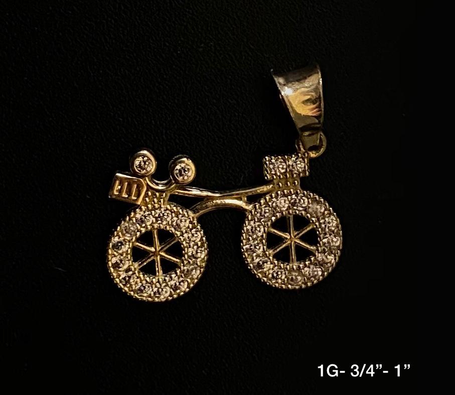 Bicycle pendant 10K solid gold