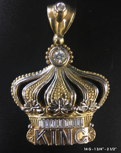 King's crown with stones pendant 10K solid gold