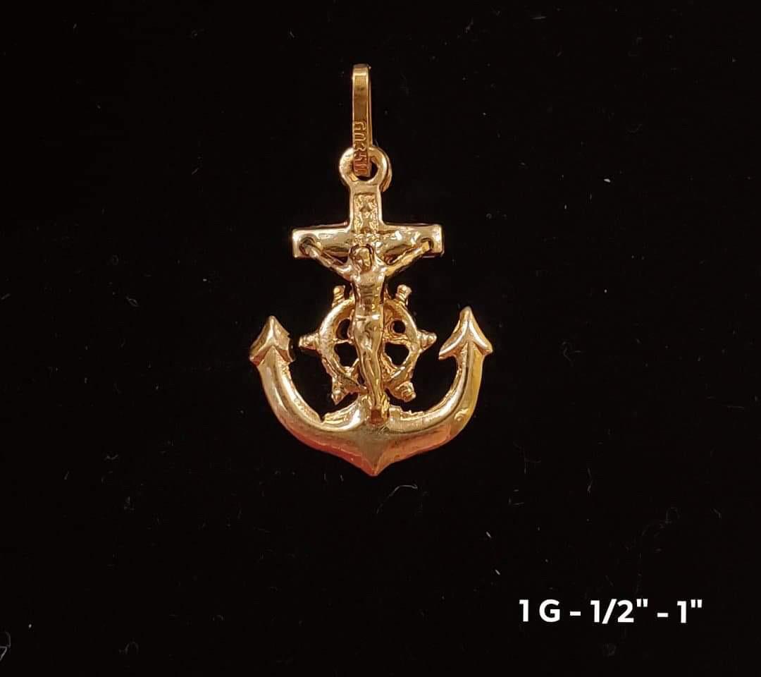 Anchor Crucifix pendant 10K solid gold