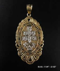 Caravaca Double Cross pendant 10K solid gold
