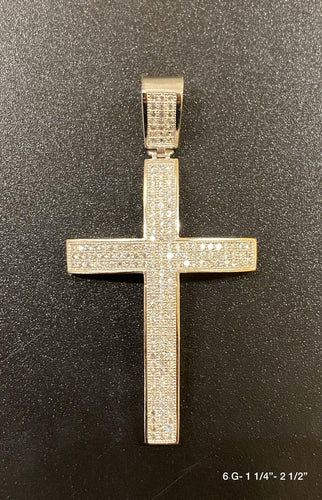 Cross with stones pendant 10K solid gold