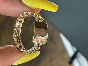 Cuban link ring with plate