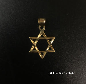 Star of David pendant 10K solid gold