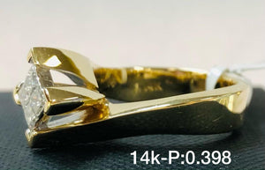 .398P Diamond-Shaped Princess-Cut Diamond Engagement Ring in 14K Yellow Gold