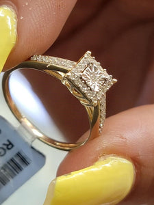 Single halo diamond ring