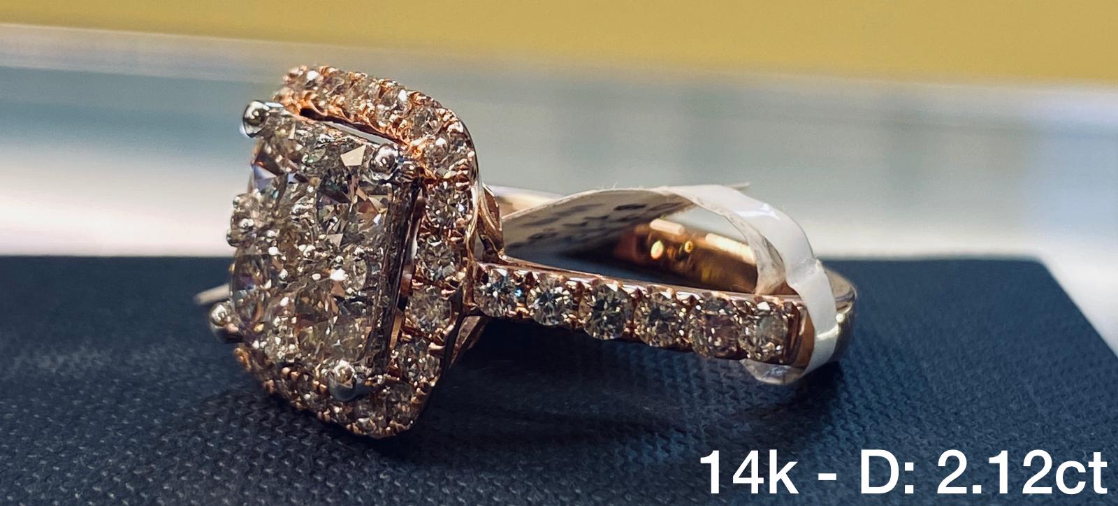 14K solid Rose Gold Ring with diamonds
