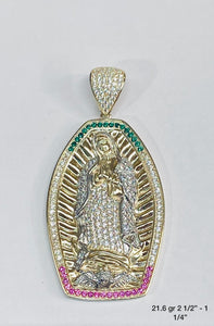 Virgin Mary pendant 10k solid gold with beautiful zirconias