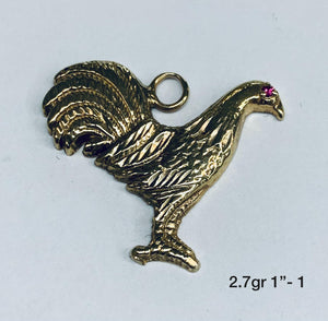 Rooster 10K solid gold pendent