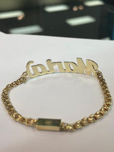 Single Name Plate Chino link Bracelet