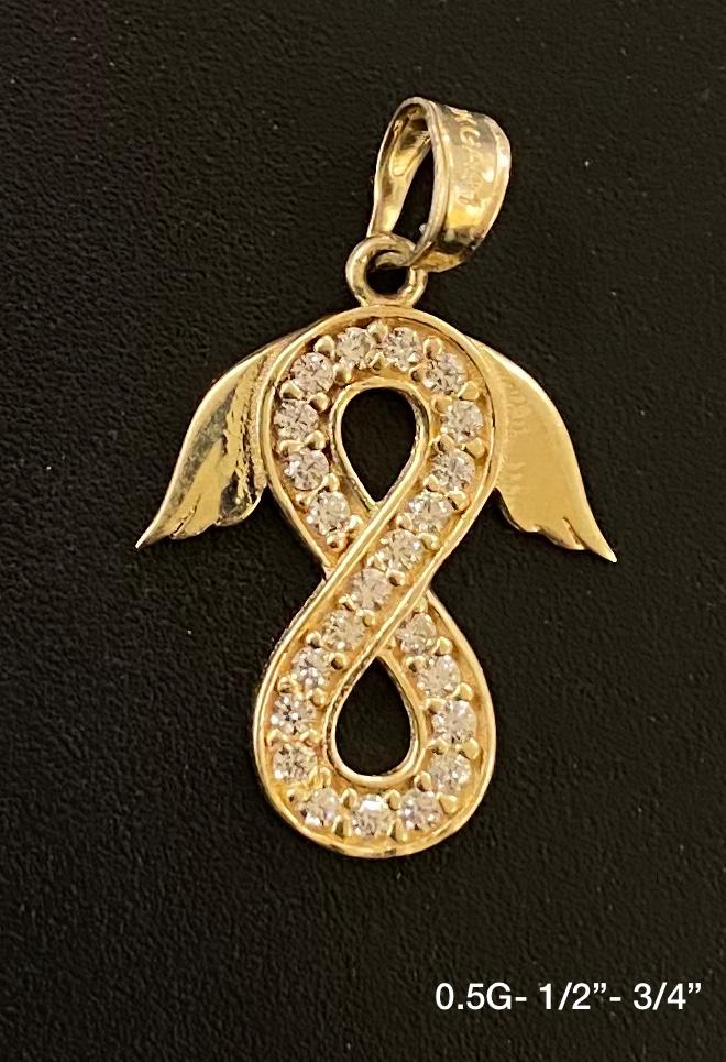 Infinity with stones pendant 10K solid gold