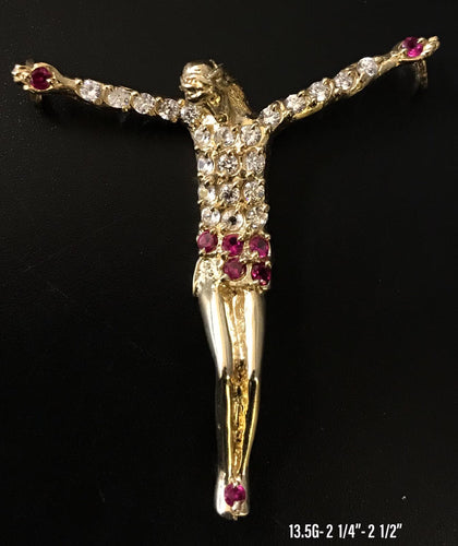 Jesus Christ with stones pendant 10K solid gold