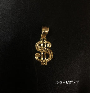 Dollar sign $ pendant 10K solid gold