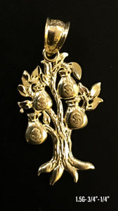 Money tree pendant 10K solid gold