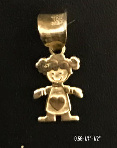 Little Girl with heart pendant 10K solid gold