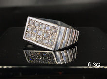 Load image into Gallery viewer, Rectangular frame CZ Stone Ring 10k solid white gold